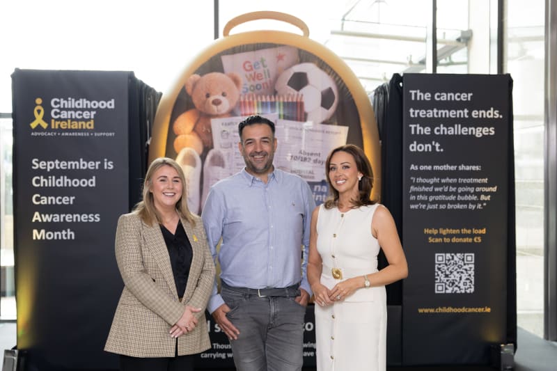 Alex Petrilli, Laura Cullinan and Michelle Regazzoli Stone at the Childhood Cancer Ireland Things We Still Carry event.